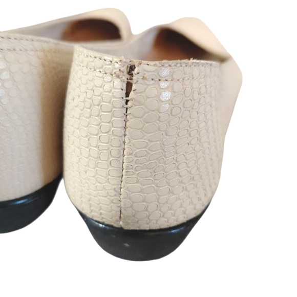 Salvatore Ferragamo Women's Wedge Flats Cream Snake Embossed Flat Shoe 8.5 - Picture 10 of 11